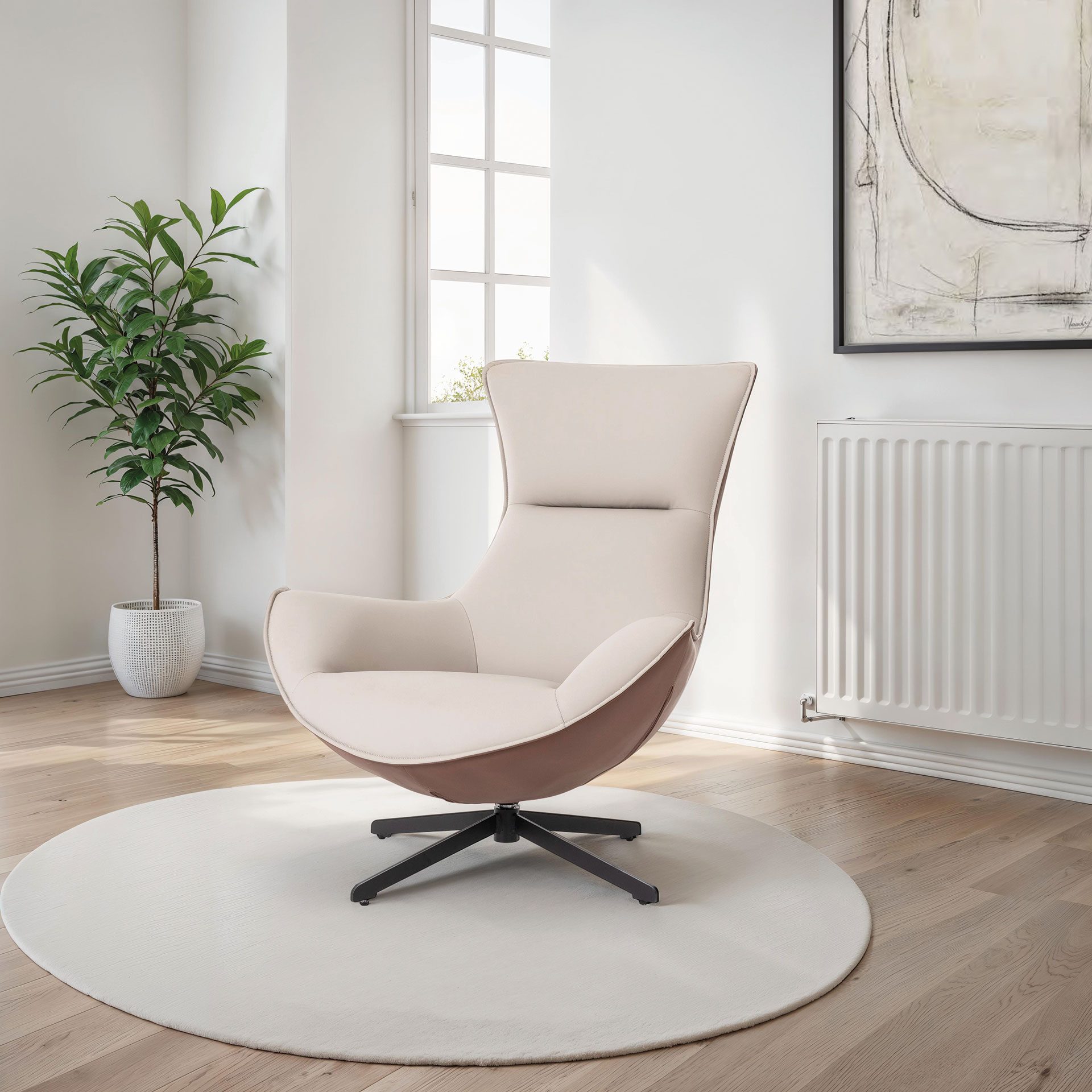 HANS TERRACOTTA SWIVEL ARMCHAIR