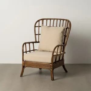 RATTAN ARMCHAIR BROWN